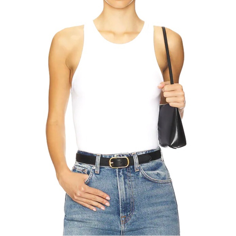 White Highneck Bodysuit Tank
